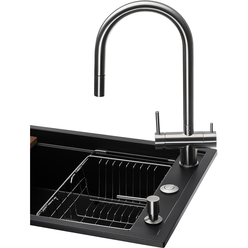 Кухонная станция GRANADO Royal Estella black shine (ksg0301) Материал Nanogranite