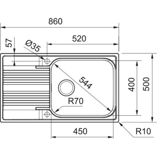 Мойка FRANKE Smart SRX 611-86 Stainless Steel (101.0456.705) Материал Нержавеющая Сталь