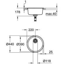 Мийка GROHE K200 440x440x178мм, нерж.сталь