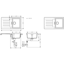 Мойка HANSGROHE S520-F345 + смеситель Zesis M33 Gray Stone (43356800)