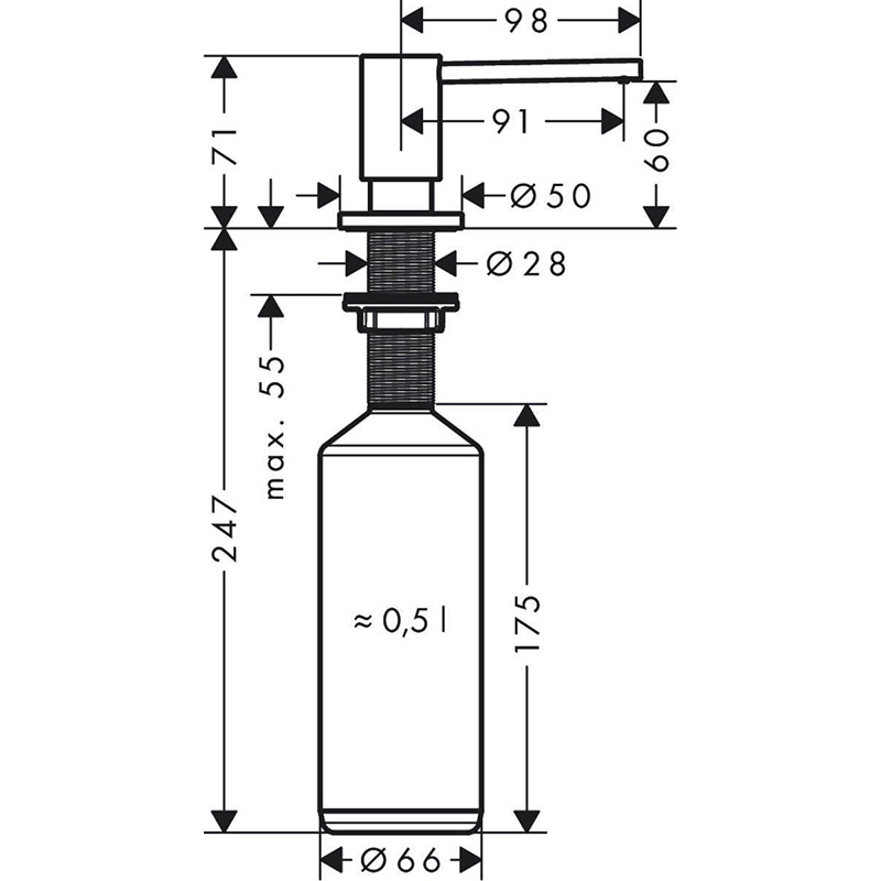 Мойка HANSGROHE S520-F480 + смеситель Focus M41 + дозатор A41 Gray Stone (43358400) Исполнение оборачиваемая