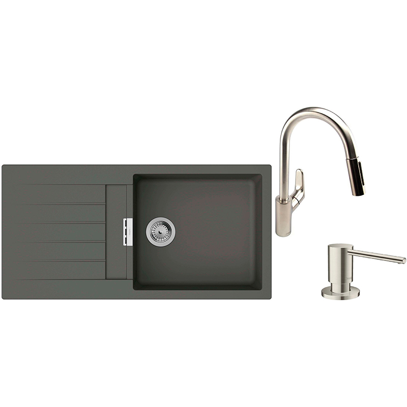 Мойка HANSGROHE S520-F480 + смеситель Focus M41 + дозатор A41 Gray Stone (43358400)