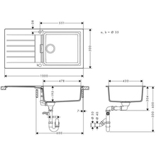 Мийка HANSGROHE S520-F480 + змішувач Focus M41 + дозатор A41 Gray Stone (43358400)