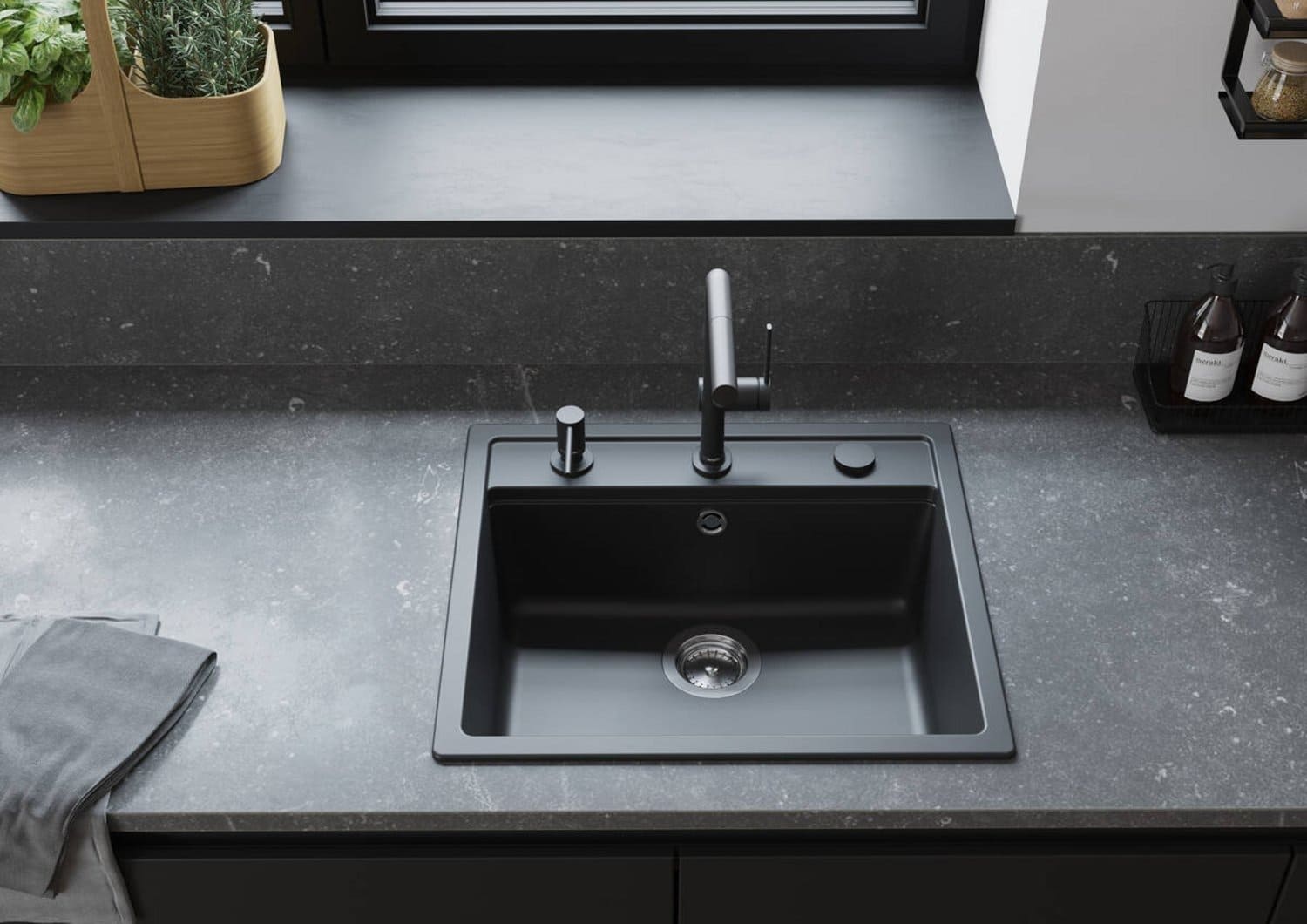 Внешний вид Мойка HANSGROHE S520-F510 + смеситель Talis M54 Black Graphite (43359670)