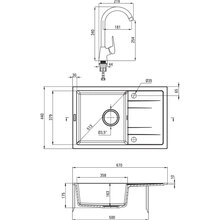 Миття DEANTE Corio ZQN_5113 + змішувач BMO_062M + дозатор ZZZ_000D Графіт (ZRCC2113)