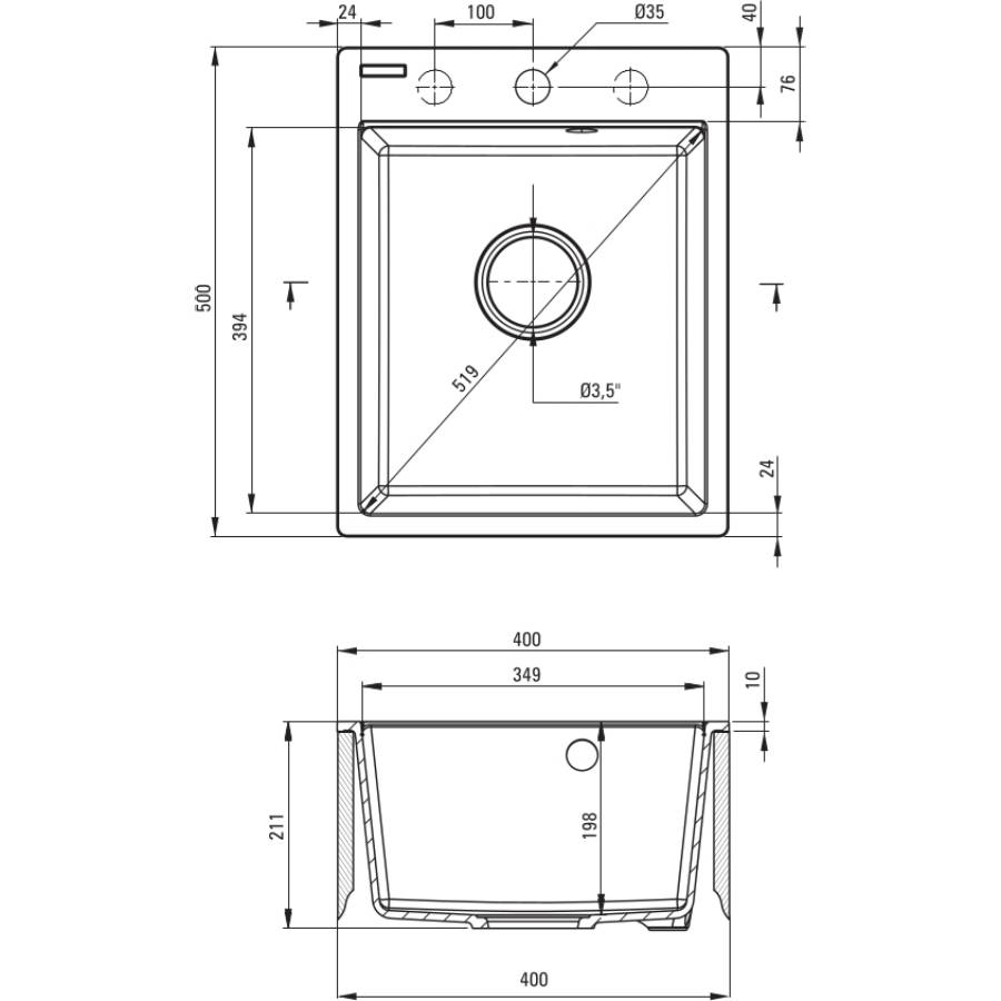 Миття Deante CORIO Black Graphite (ZRC_2103) Додатково Діаметр зливного отвору 3/5"; витривалість на високу температуру, удароміцність, стійкість до ультрафіолетових променів