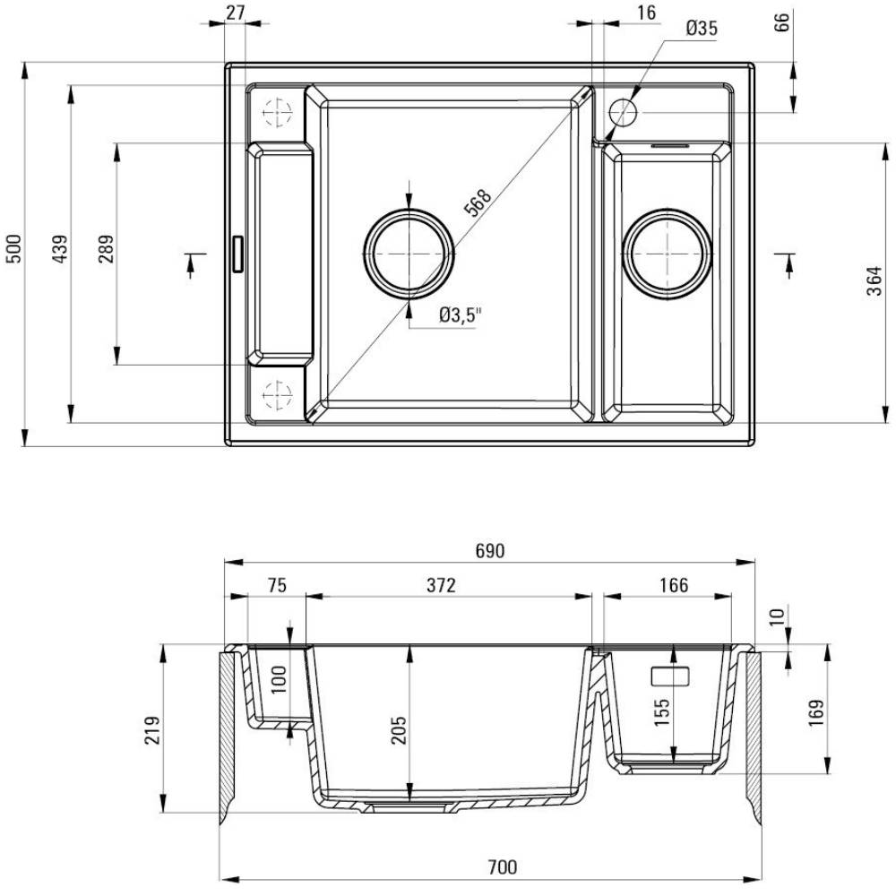 Миття DEANTE Magnetic Anthracite (ZRM_T503) Додатково Додаткове відділення; діаметр зливного отвору – 3 1/2; автоматичний вентиль із кнопкою, можливість підключення до посудомийної машини, витривалість на високу температуру, клапан-автомат, компактний сифон Space-saver.