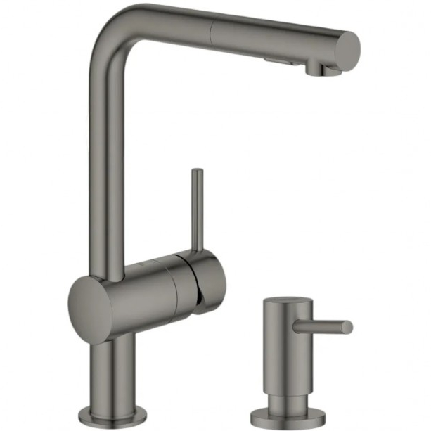 Мийка GROHE K700U + змішувач Minta 30274AL0 + дозатор Cosmopolitan 40535AL0 Graphite Dark Matte (31574AL274) Матеріал Нержавіюча сталь