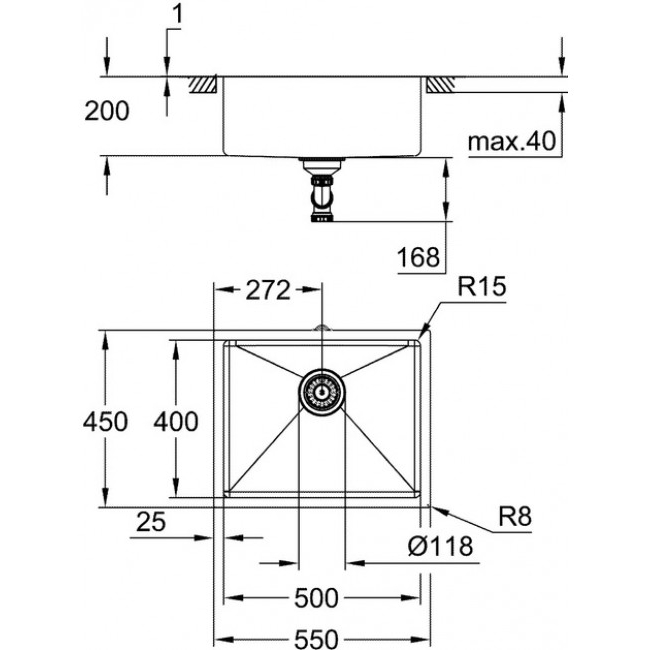 Покупка Мойка GROHE K700U + смеситель Minta 30274AL0 + дозатор Cosmopolitan 40535AL0 Graphite Dark Matte (31574AL274)