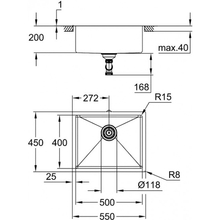 Мойка GROHE K700U + смеситель Minta 30274AL0 + дозатор Cosmopolitan 40535AL0 Graphite Dark Matte (31574AL274)