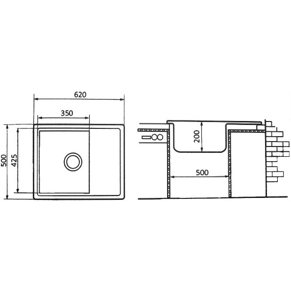 Мойка BORGIO PRH-620x500 бежевый Способ монтажа врезной