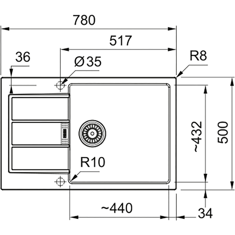 Мойка FRANKE Sirius 2 S2D 611-78 XL Beige (143.0671.747) Дополнительно 2 места для смесителя, предварительно подфрезерованы