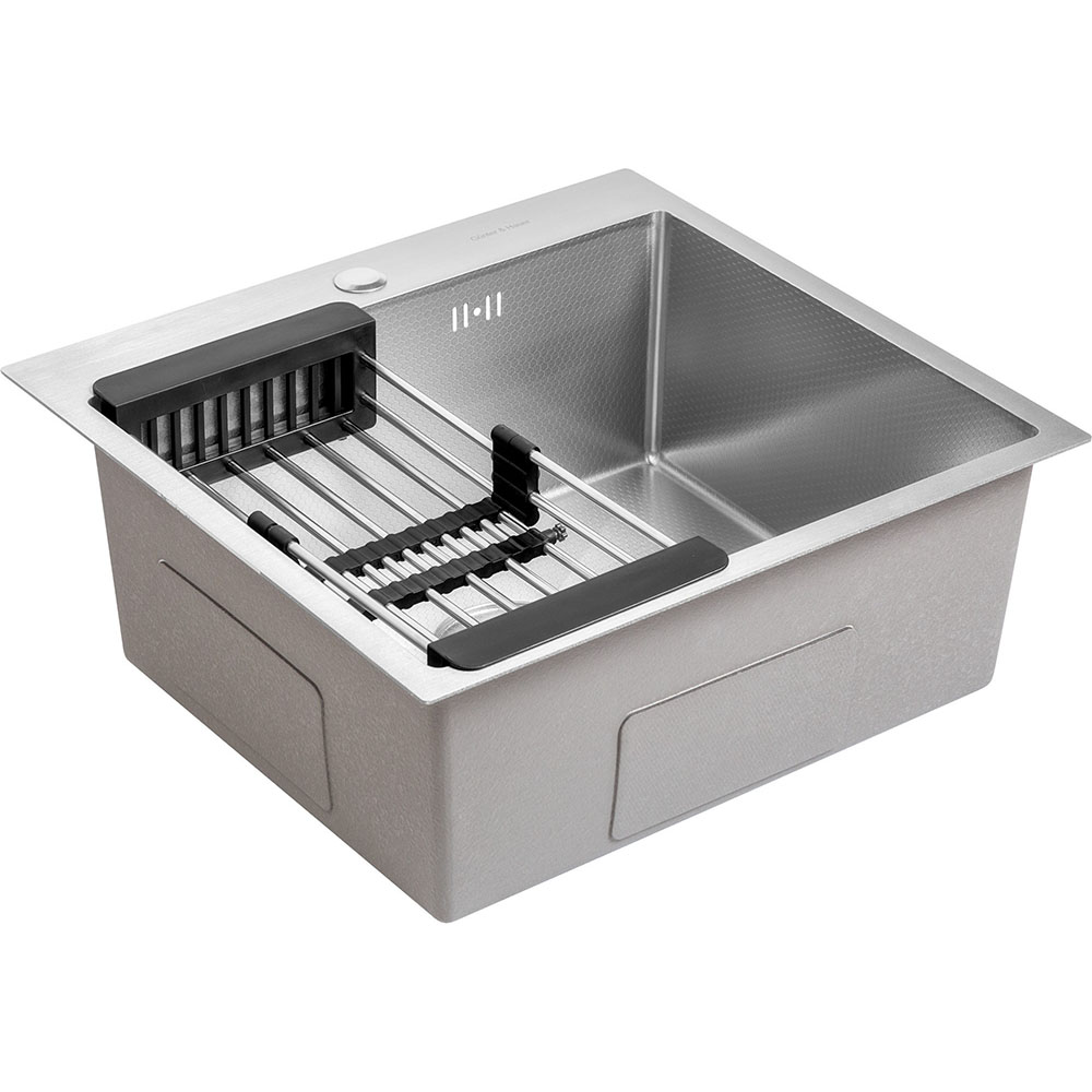Мойка GUNTER & HAUER Mindel 4522 Inox Honey Дополнительно Silver PVD; Honeycomb поверхность; без крыла; сифон; раздвижная решетка; монтажный шаблон