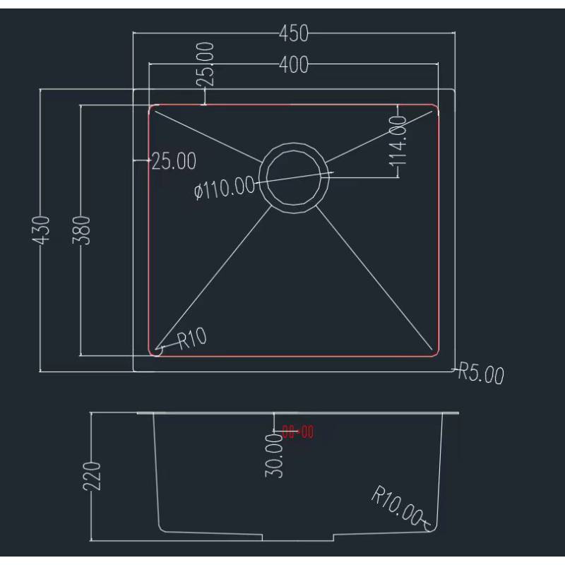Фото Мийка GRANADO Under Top STEEL S304 Inox (GS08304H)