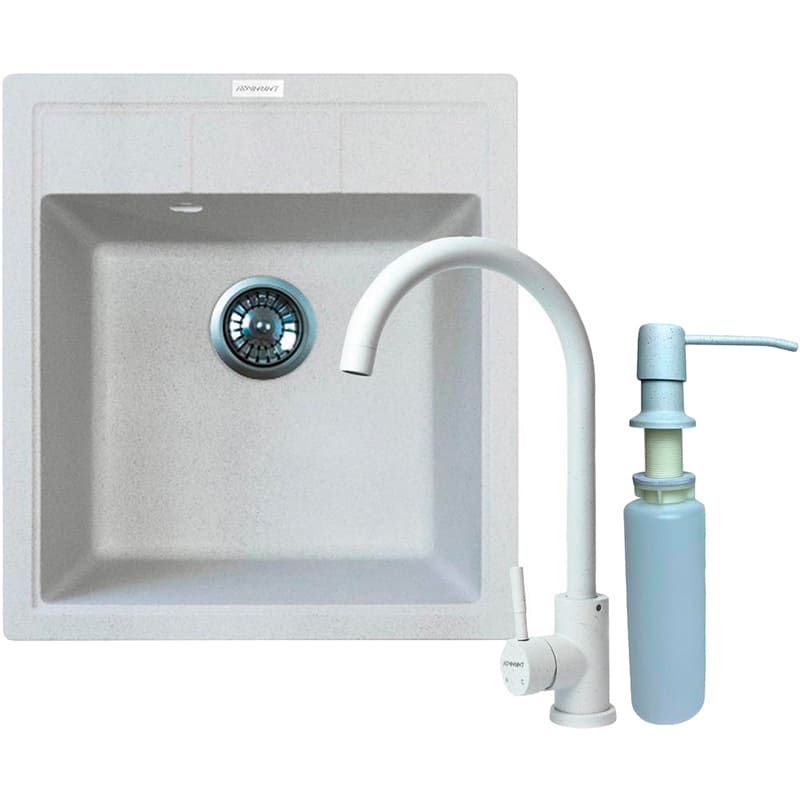 Мойка ADAMANT Brick Old stone + смеситель + дозатор (4824296209710)