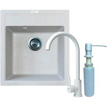 Мойка ADAMANT Brick Old stone + смеситель + дозатор (4824296209710)