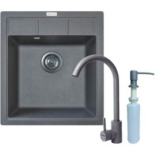 Мойка ADAMANT Brick Gray + смеситель + дозатор (4824296209704)