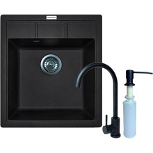 Мойка ADAMANT Brick Black + смеситель + дозатор (4824296209703)