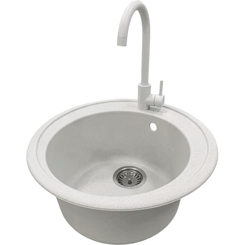 Мойка ADAMANT Sun Old stone + смеситель (4824296910110) Дополнительно Технология Solid Surface; Термостойкая, выдерживающая высокие температуры до 280°С