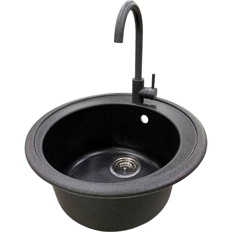 Мийка ADAMANT Sun Graphite + змішувач (4824296910113) Додатково технологія Solid Surface; Термостійка, що витримує високу температуру до 280°С