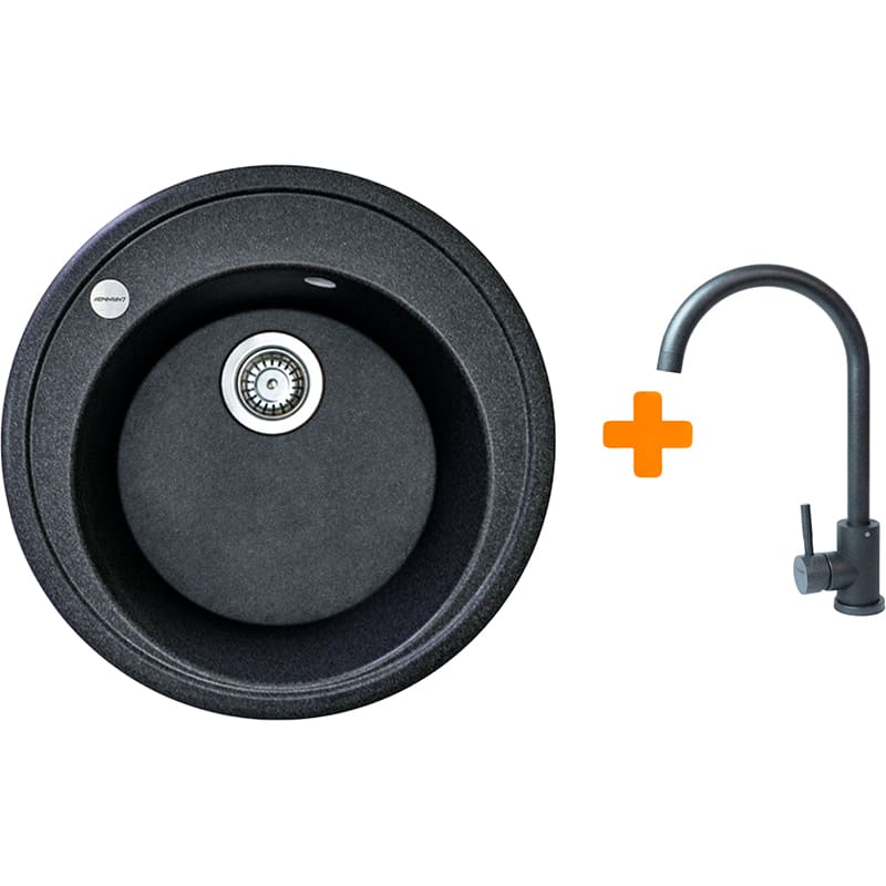 Мийка ADAMANT Sun Graphite + змішувач (4824296910113)