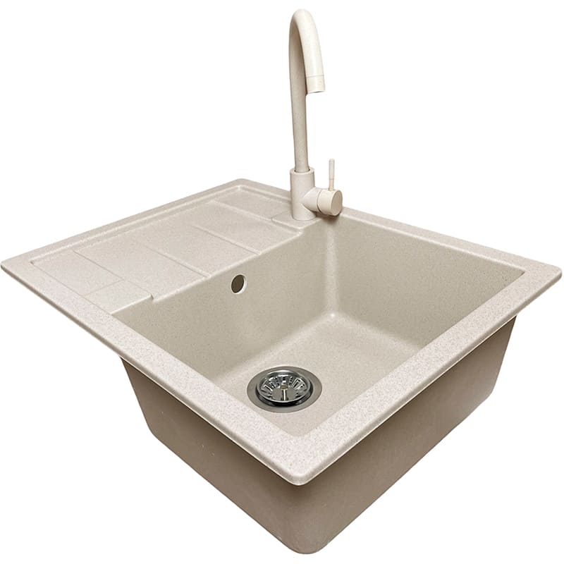 Мийка ADAMANT Anila Avena + змішувач + дозатор (182496900306) Додатково технологія Solid Surface; Термостійка, що витримує високу температуру до 280°С