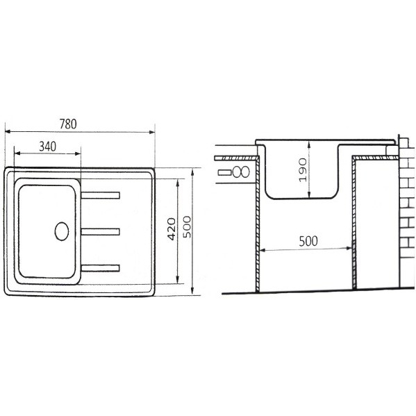 Мийка BORGIO PRC-780x500 терра Спосіб монтажу врізний