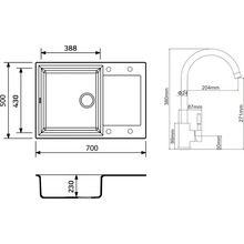 Мийка ADAMANT Horizon Medium Gray + змішувач (4824296104404)