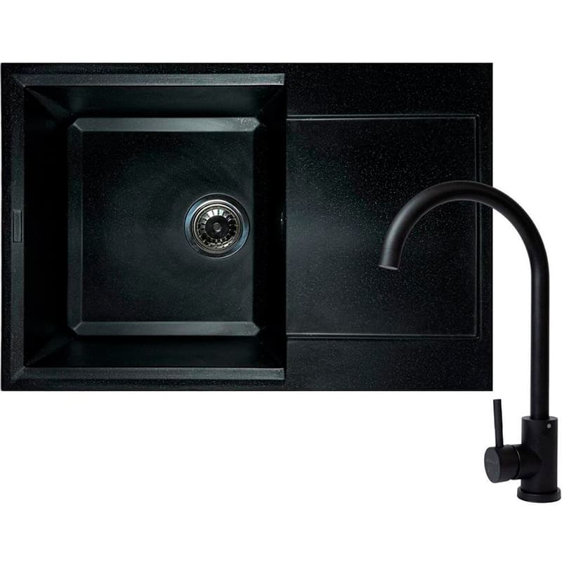 Мойка ADAMANT Horizon Medium Black + смеситель (4824296104403)