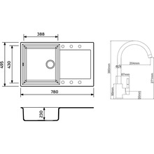 Мийка ADAMANT Horizon Avena + змішувач + дозатор (1824296901506)