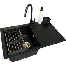 Мойка ADAMANT Horizon Aнтрацит + смеситель + дозатор + ополаскиватель стаканов + коландер (4824296106315)