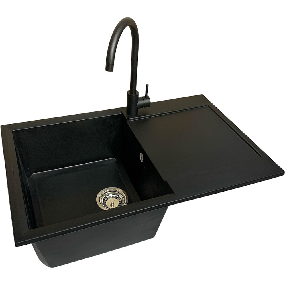 Мойка ADAMANT Horizon Aнтрацит + смеситель + дозатор + ополаскиватель стаканов + коландер (4824296106315) Дополнительно технология Solid Surface; термостойкая, выдерживающая высокие температуры до 280°С