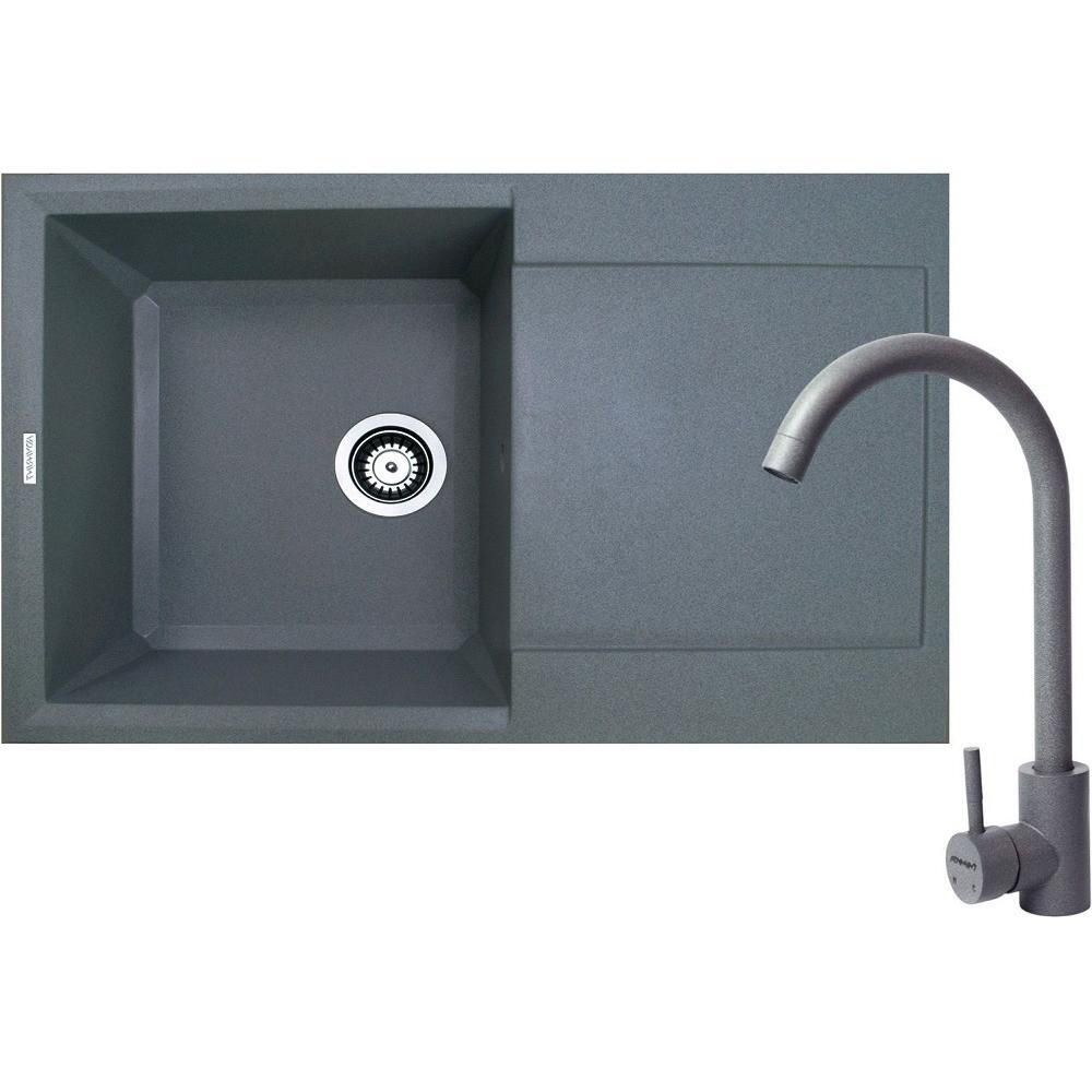 Мойка ADAMANT Horizon Серый + смеситель (1824296911504)