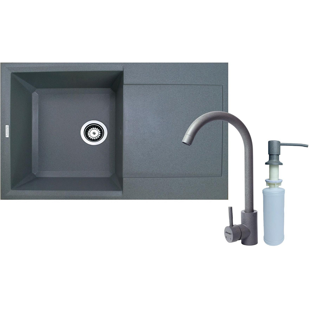 Мийка ADAMANT Horizon Сірий + змішувач + дозатор (1824296901504)
