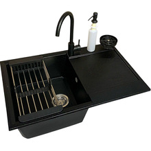 Мойка ADAMANT Черный + смеситель + дозатор + ополаскиватель стаканов (4824296106303)