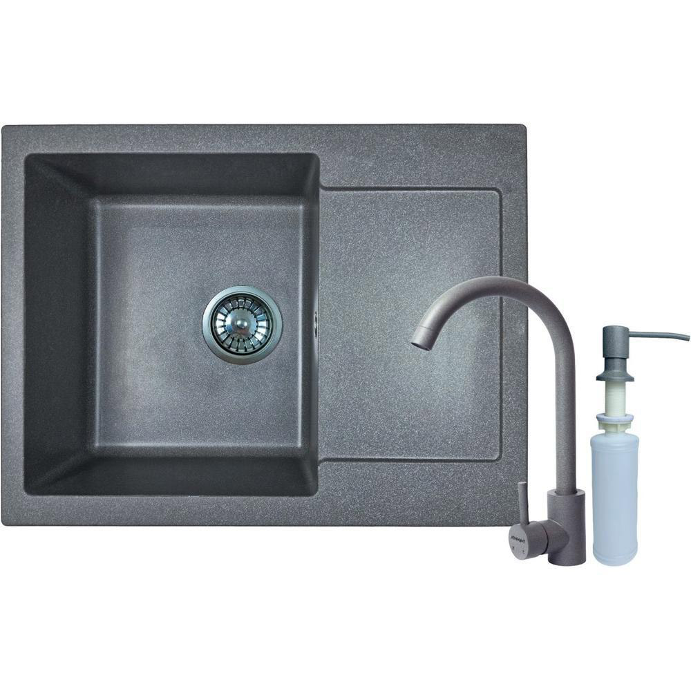 Мойка ADAMANT Minimal Серый + смеситель + дозатор (1824296902304)