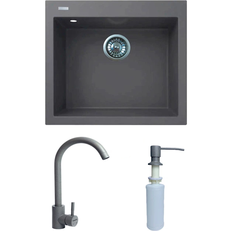 Мийка ADAMANT Univer Сірий + змішувач + дозатор (4824296902104)