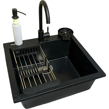Мойка ADAMANT Univer Черный  + смеситель + дозатор + ополаскиватель стаканов + коландер (4824296106603)