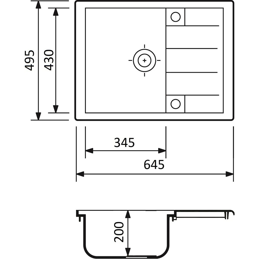 Мийка ADAMANT Anila Black (100001385) Форма прямокутна