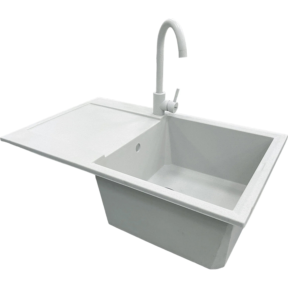 Мийка ADAMANT Horizon Old Stone (000008538) Додатково з крилом; технологія Solid Surface; термостійка до 280 ° C; стійка до ударів та подряпин; непориста гігієнічна поверхня; безпечний екологічний матеріал; стійка до УФ-випромінювання, кислот і луг