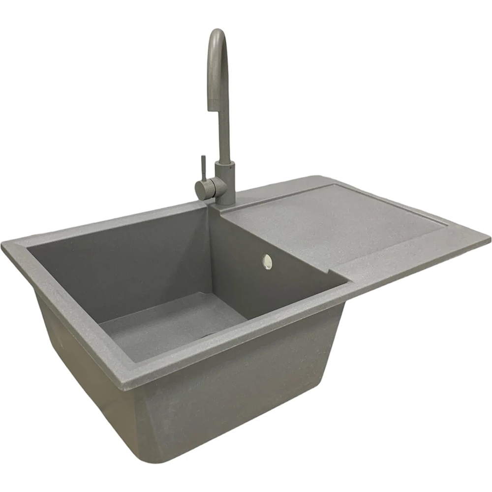 Мийка ADAMANT Horizon Gray (000008547) Додатково з крилом; технологія Solid Surface; термостійка до 280 ° C; стійка до ударів та подряпин; непориста гігієнічна поверхня; безпечний екологічний матеріал; стійка до УФ-випромінювання, кислот і луг
