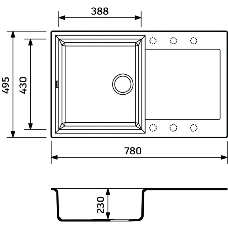 Мийка ADAMANT Horizon Black (000008549) Форма прямокутна