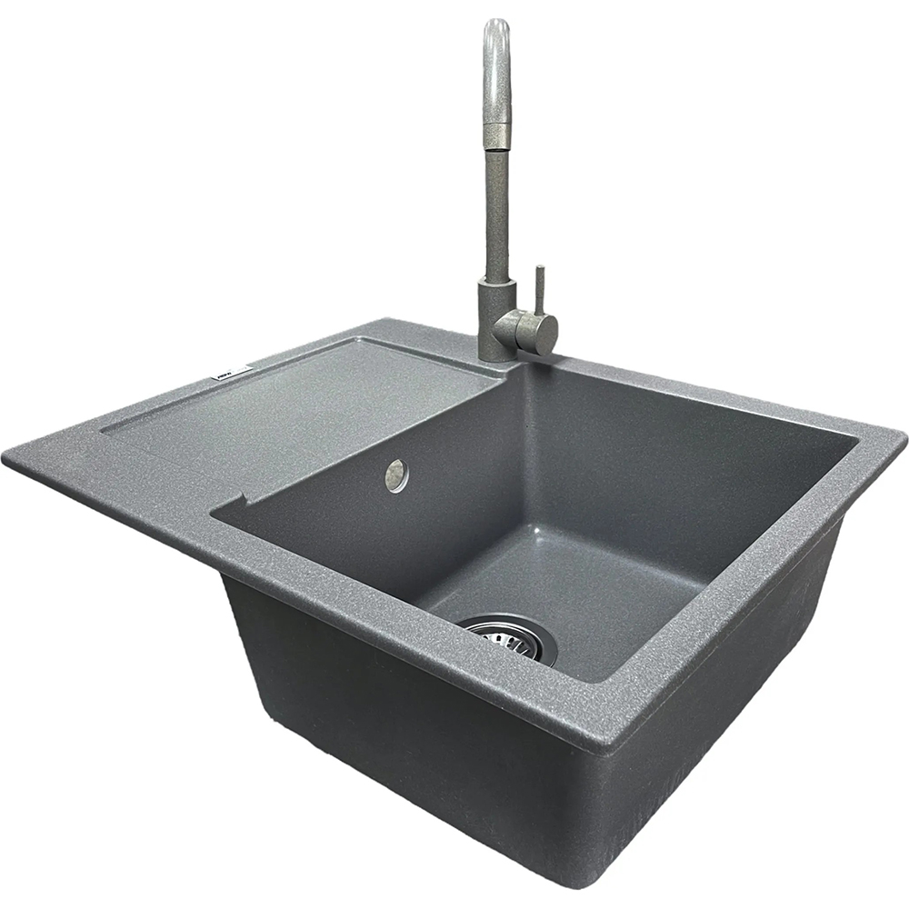 Мойка ADAMANT Minimal Grey (000008531) Дополнительно с крылом; технология Solid Surface; термостойкая до 280 °C; устойчива к механическим повреждениям, ударам и царапинам; непористая гигиеничная поверхность; безопасный экологичный материал; устойчива к УФ-излучению, кислотам и щелочам