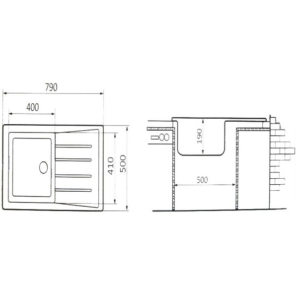 Мойка BORGIO PRM-790x500 черный Способ монтажа врезной