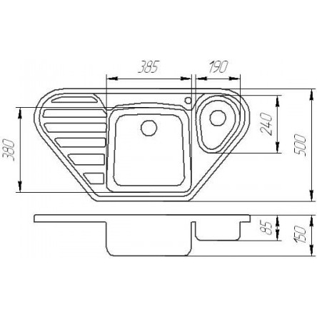 Мойка BORGIO TRC-960x500 терра Способ монтажа врезной