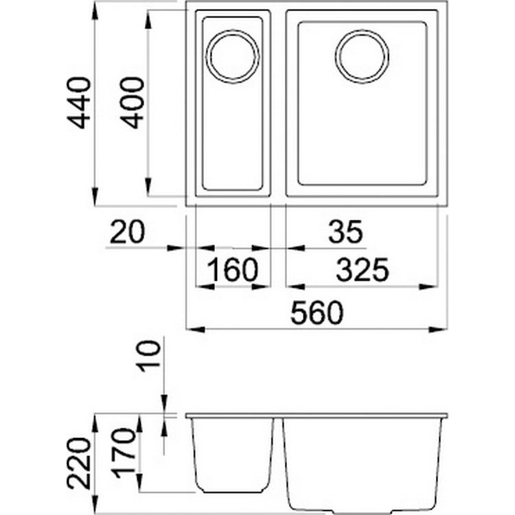 Мойка ELLECI Q 150 under top avena 51 Материал Гранит