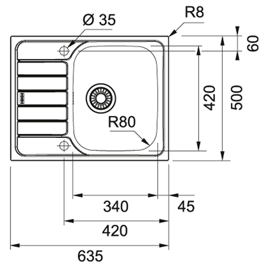 Мойка FRANKE Spark SKL 611-63 (101.0598.808) Фактура нержавеющей стали рифленая (декор)