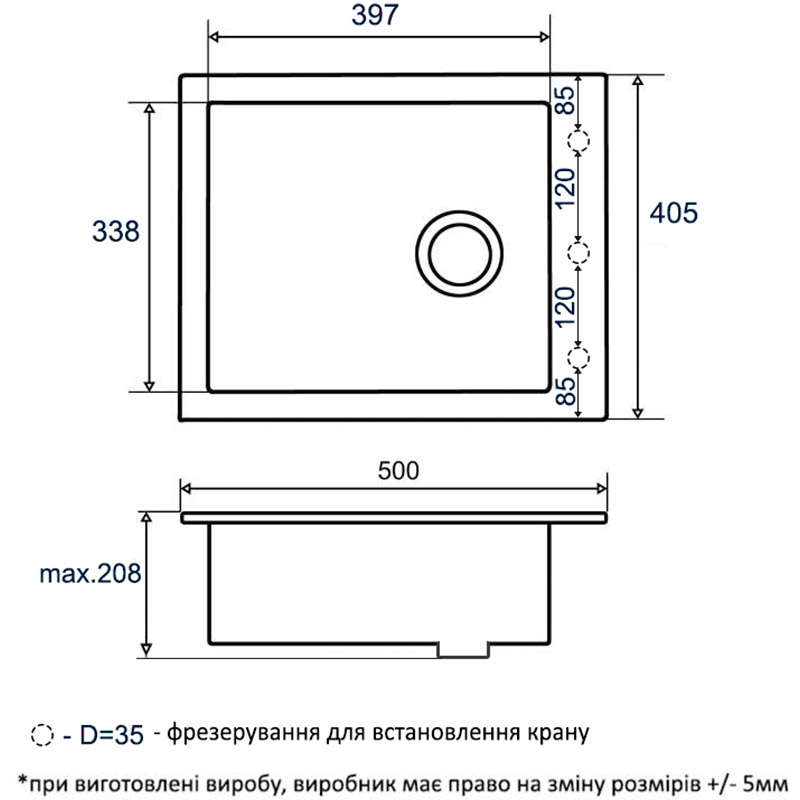 Зовнішній вигляд Мийка VENTOLUX Amore Yellow Sand (2059765960591)