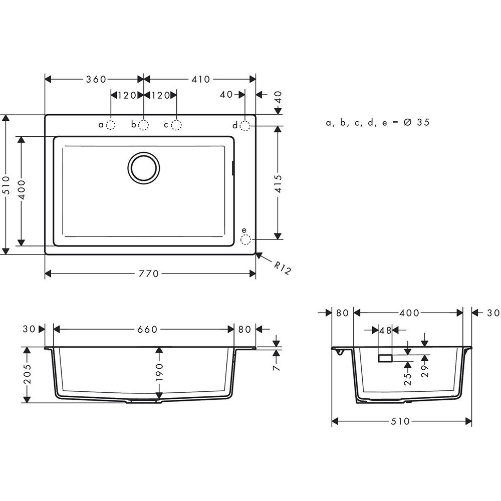 Мийка HANSGROHE S51 S510-F660 Чорний графіт (43313170) Форма прямокутна