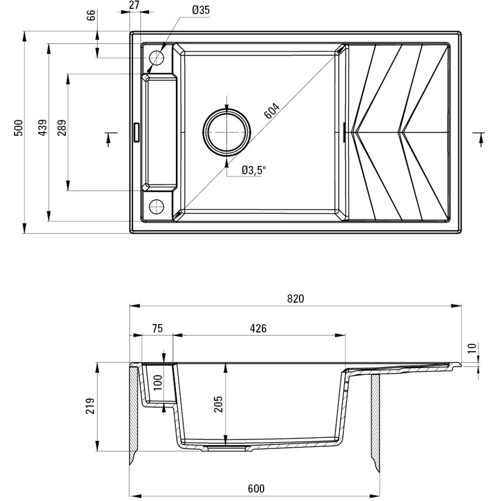 Мойка DEANTE Magnetic (ZRM_G113) Способ монтажа врезной